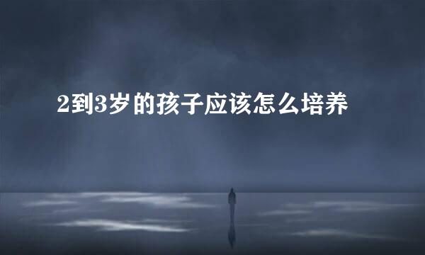 2到3岁的孩子应该怎么培养