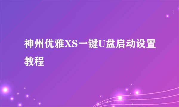 神州优雅XS一键U盘启动设置教程