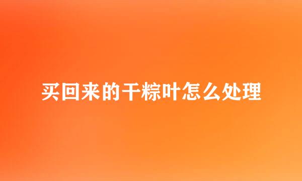 买回来的干粽叶怎么处理