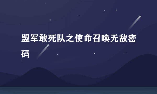盟军敢死队之使命召唤无敌密码