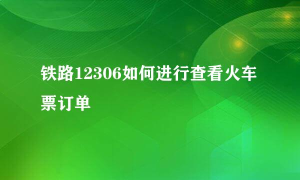 铁路12306如何进行查看火车票订单