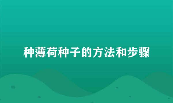 种薄荷种子的方法和步骤