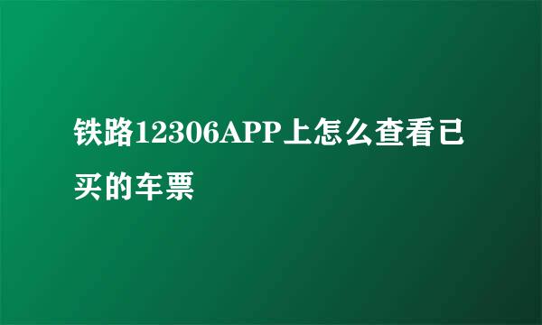 铁路12306APP上怎么查看已买的车票