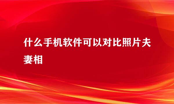 什么手机软件可以对比照片夫妻相