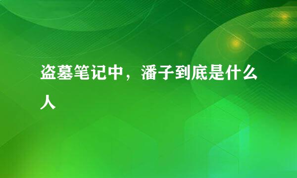 盗墓笔记中，潘子到底是什么人