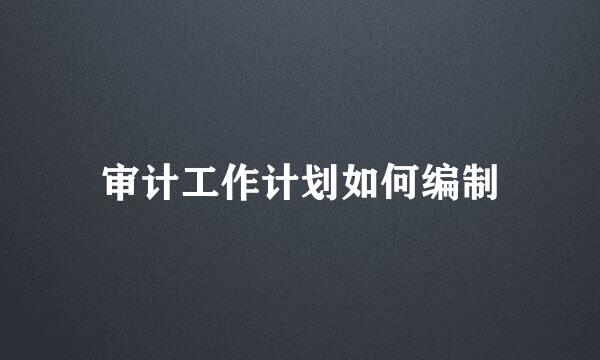 审计工作计划如何编制