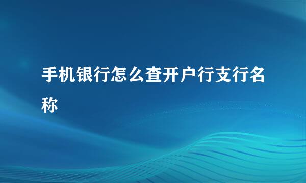 手机银行怎么查开户行支行名称