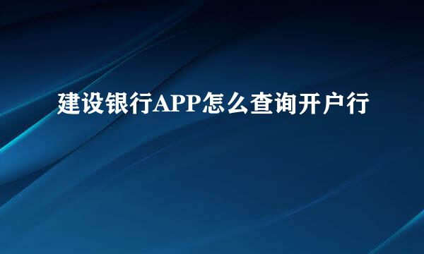 建设银行APP怎么查询开户行