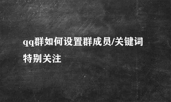 qq群如何设置群成员/关键词特别关注