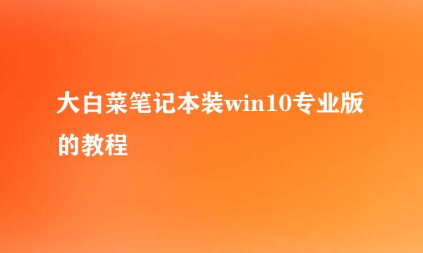 大白菜笔记本装win10专业版的教程