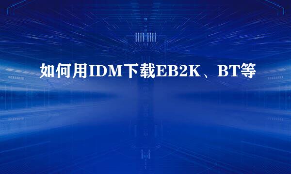 如何用IDM下载EB2K、BT等