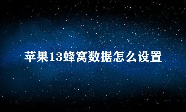 苹果13蜂窝数据怎么设置