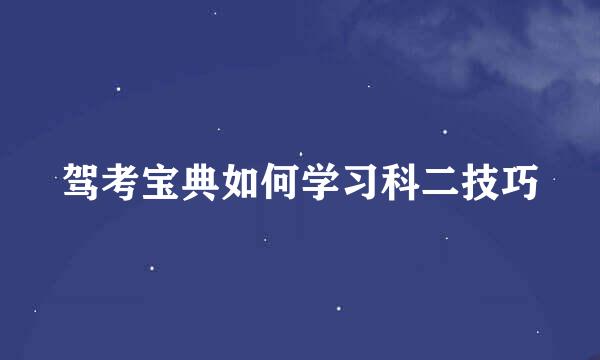 驾考宝典如何学习科二技巧