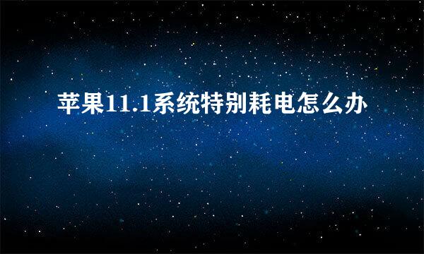 苹果11.1系统特别耗电怎么办