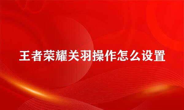 王者荣耀关羽操作怎么设置