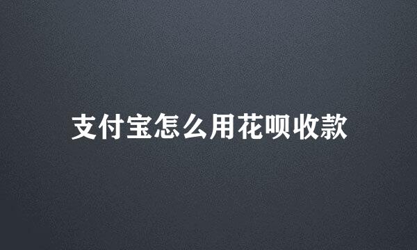 支付宝怎么用花呗收款