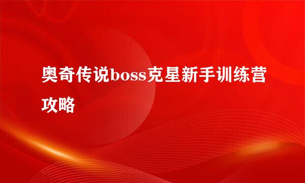 奥奇传说boss克星新手训练营攻略