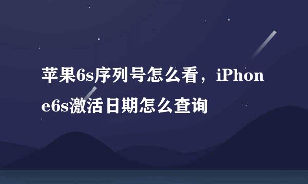 苹果6s序列号怎么看，iPhone6s激活日期怎么查询