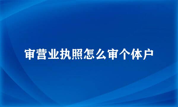 审营业执照怎么审个体户