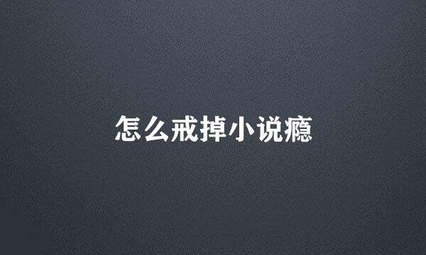 怎么戒掉小说瘾