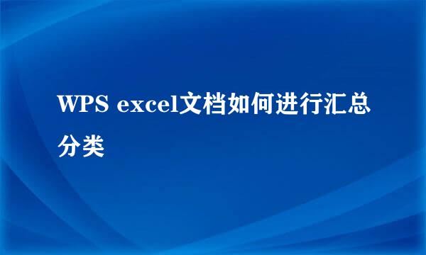 WPS excel文档如何进行汇总分类