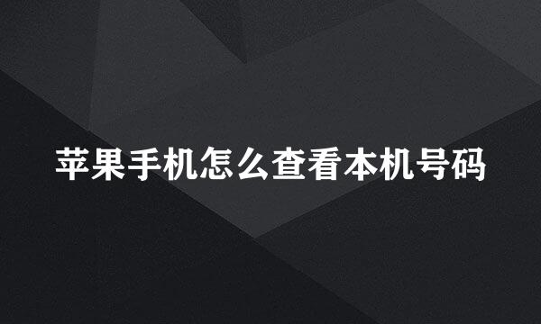 苹果手机怎么查看本机号码