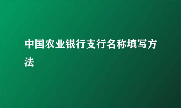中国农业银行支行名称填写方法