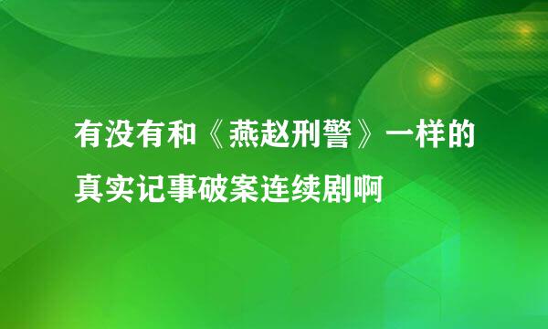 有没有和《燕赵刑警》一样的真实记事破案连续剧啊