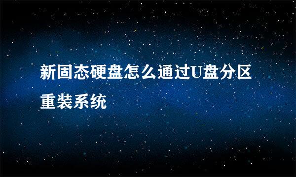 新固态硬盘怎么通过U盘分区重装系统