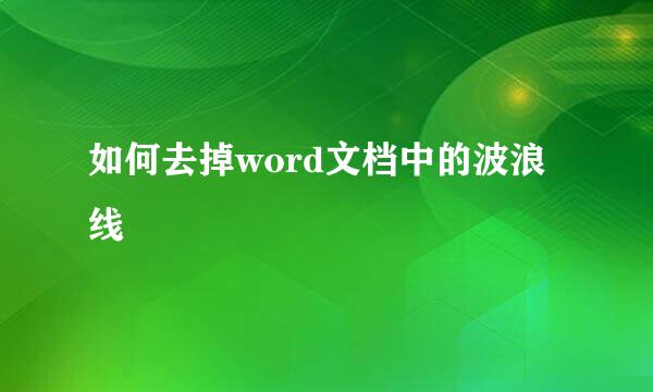 如何去掉word文档中的波浪线