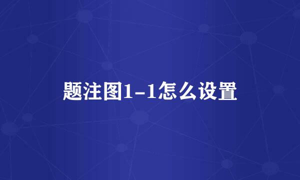 题注图1-1怎么设置