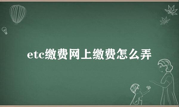 etc缴费网上缴费怎么弄