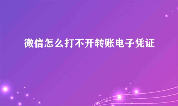 微信怎么打不开转账电子凭证