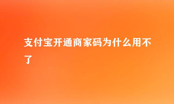 支付宝开通商家码为什么用不了