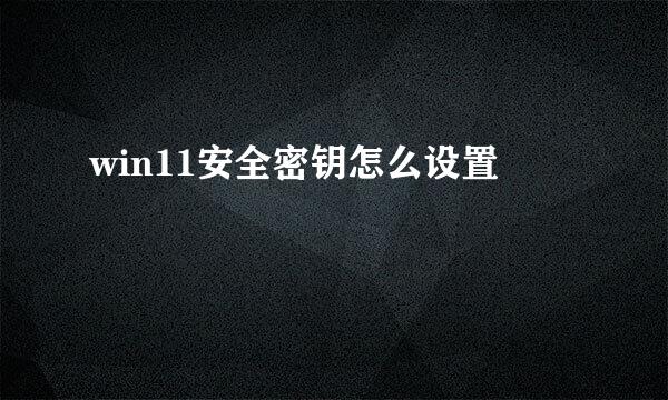 win11安全密钥怎么设置