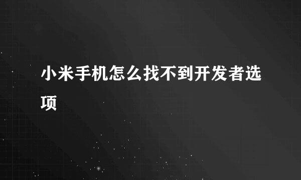 小米手机怎么找不到开发者选项