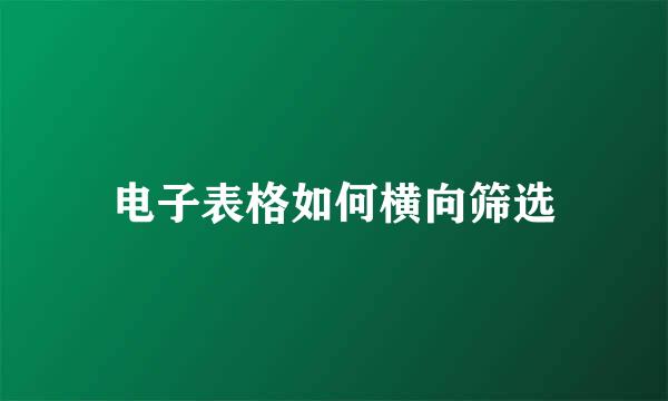 电子表格如何横向筛选