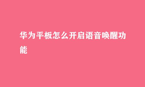 华为平板怎么开启语音唤醒功能