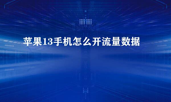 苹果13手机怎么开流量数据