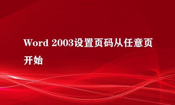 Word 2003设置页码从任意页开始