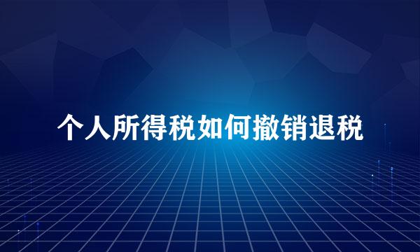 个人所得税如何撤销退税