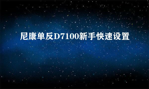 尼康单反D7100新手快速设置