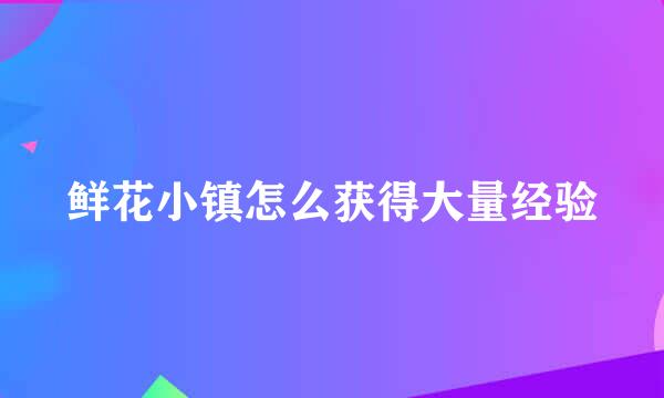 鲜花小镇怎么获得大量经验