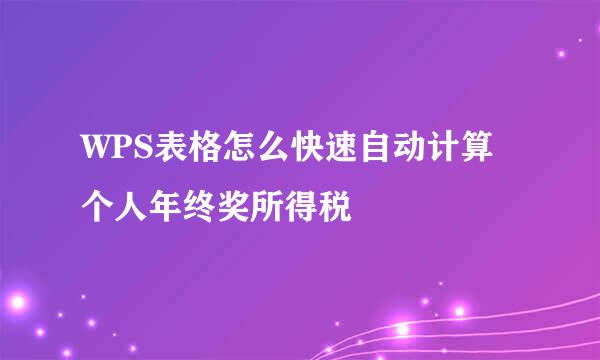 WPS表格怎么快速自动计算个人年终奖所得税