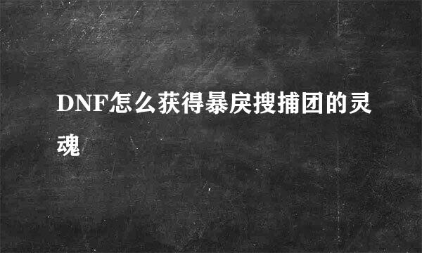 DNF怎么获得暴戾搜捕团的灵魂