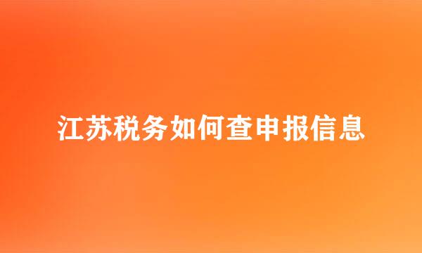 江苏税务如何查申报信息