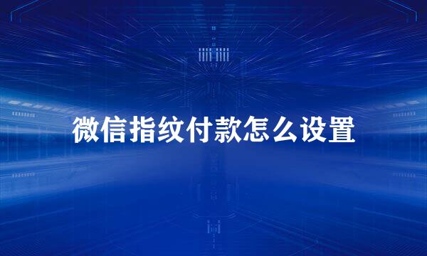 微信指纹付款怎么设置