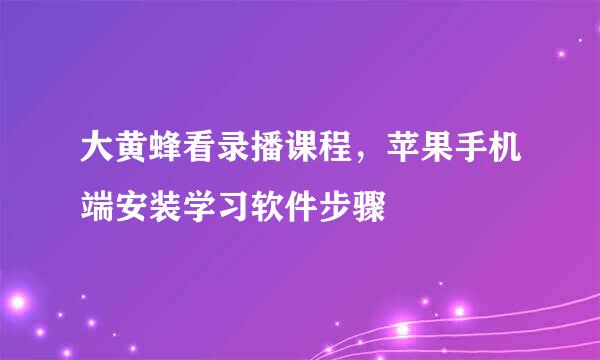 大黄蜂看录播课程，苹果手机端安装学习软件步骤