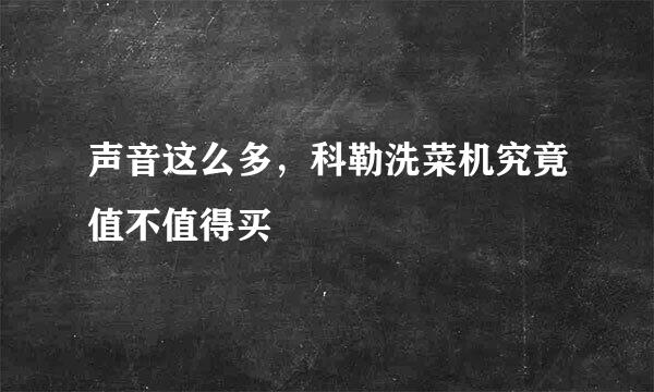 声音这么多，科勒洗菜机究竟值不值得买