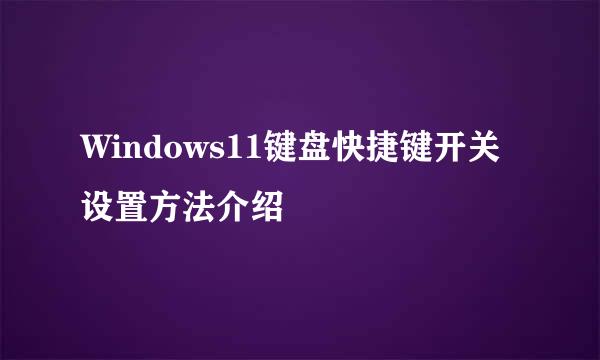 Windows11键盘快捷键开关设置方法介绍